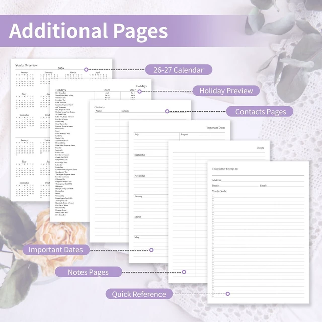 Alt view image 5 of 6 - 2026-2027 Planner, Weekly & Monthly Calendar with Tabs, 8.5"x11" Jul 2026-Jun 2027 Academic Year, A4 Large Hardcover Calendar Agenda with Date for School & Office Schedule, Purple