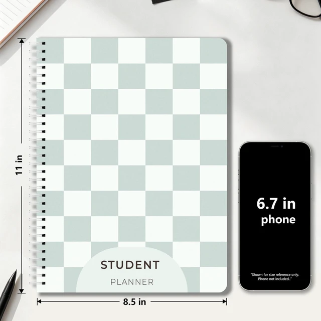 Alt view image 2 of 7 - Large Academic Planner 2026-2027, Green Checkerboard Student Calendar, Jul. 2026 - Jun. 2027, 8.5" x 11", Weekly Monthly Plan Book for School, Study & Homework