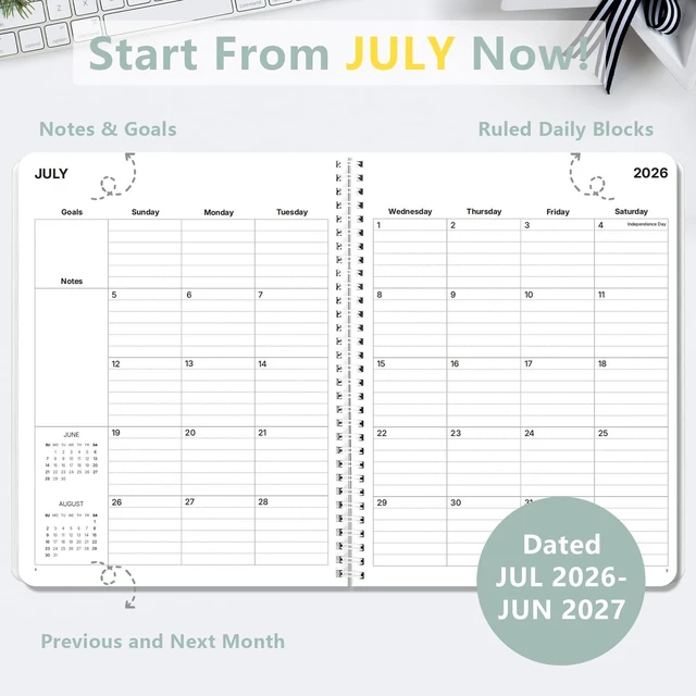 Alt view image 4 of 7 - Large Academic Planner 2026-2027, Green Checkerboard Student Calendar, Jul. 2026 - Jun. 2027, 8.5" x 11", Weekly Monthly Plan Book for School, Study & Homework