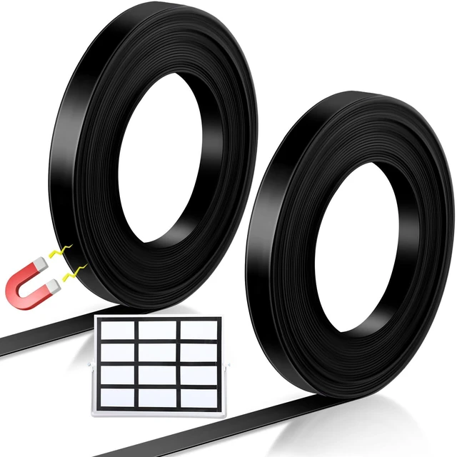 Main image of Black Magnetic Tape Roll Thin Strips, 1/4 Inch X 100 Feet, 2 Pcs Magnetic Board Dividers Whiteboard Graphic Decorative Tape Marking Line for Classroom Office Art Accessories