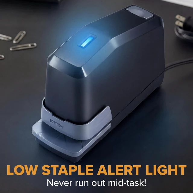 Alt view image 5 of 7 - Office Impulse Heavy Duty Electric Stapler Value Pack, 45 Sheet Capacity, Includes 5,000 Staples, No-Jam, Faster Stapling, Silver