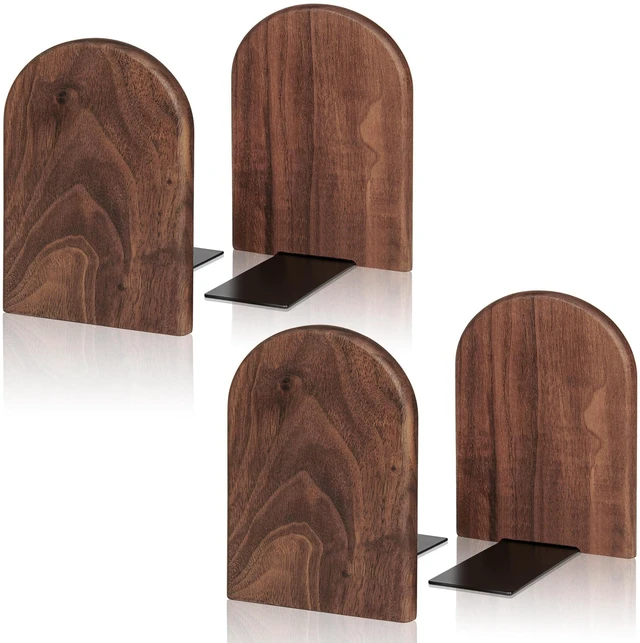 Main image of Book Ends,2 Pair Large Bookends Wood Book Ends Universal Economy Bookend (2, Large)