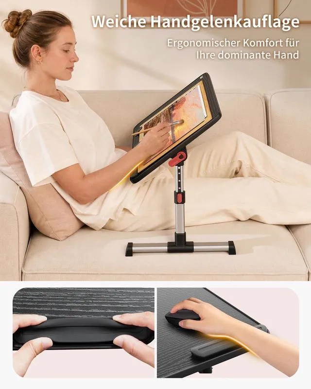Alt view image 4 of 7 - Laptop Bed Tray Table,Lightweight Foldable Lap Desk Adjustable Standing Desk Foldable for Sofa Couch Floor Working Studying Reading Writing Eating,Fit Up to 17" Laptop