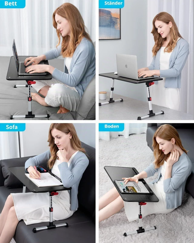 Alt view image 7 of 7 - Laptop Bed Tray Table,Lightweight Foldable Lap Desk Adjustable Standing Desk Foldable for Sofa Couch Floor Working Studying Reading Writing Eating,Fit Up to 17" Laptop