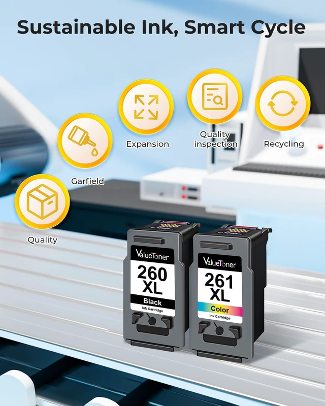 Alt view image 7 of 7 - 260XL 261XL Ink Cartridge Replacement for Canon 260 and 261 Ink Cartridges PG-260 CL-261 Work with Canon Pixma TS6420a TS6420 TS6400 TR7020a TS5320 TR7000 TS5300 TR7020 Printer, 1 Black 1 Tri-Color