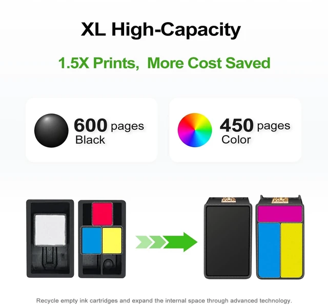 Alt view image 4 of 7 - 62XL Black Ink Cartridges Replacement for HP Ink 62 XL HP62XL Cartridge (Pack of 2)