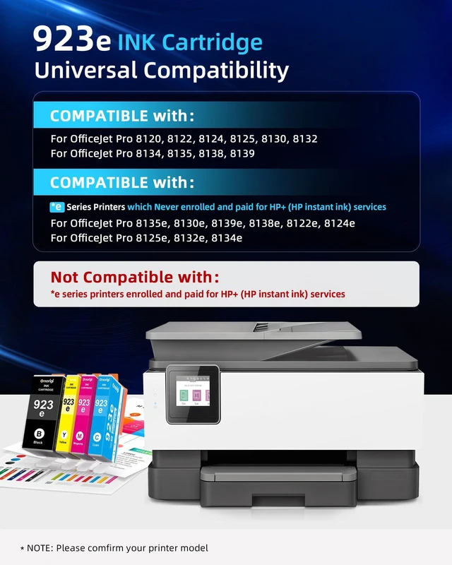 Alt view image 2 of 7 - 923XL 923 Ink Cartridges for HP Printers Replacement for HP 923 923XL Ink Cartridges Combo Pack for OfficeJet Pro 8120e 8125e 8130e 8135e 8138e 8139e 8120 8122 8125 8130 8135 8138 8139 (with CHIP)