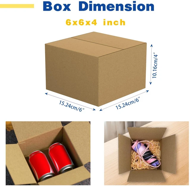 Alt view image 2 of 6 - 30 Pack 6x6x4 inches Small Shipping Boxes Brown Corrugated Cardboard Boxes for Packing, Mailing, Moving, Business