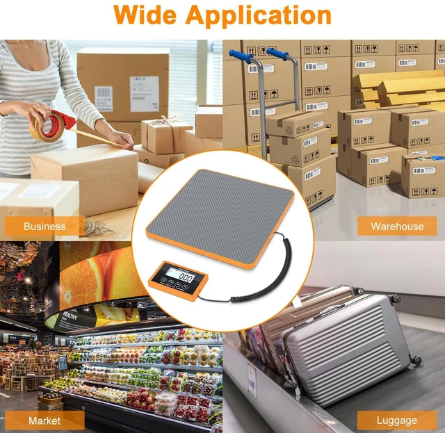 Alt view image 7 of 7 - Shipping Scale, 440lb, 10g/1oz Postal Scale, Hold/Tare Carbon Fiber Platform Anti-Slip & Lightweight, Backlit LCD Easy Read, for Packages & Mail. Battery + AC adapter included