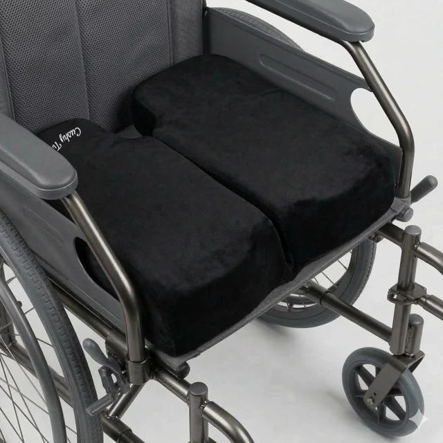Alt view image 2 of 7 - Premium Foldable Wheelchair Cushion - for Relief of Lower Back, Sciatic, Butt and Tailbone Pain - for Home & Office Use, Perfect for Travel or Driving - Black Coccyx Seat Cushion