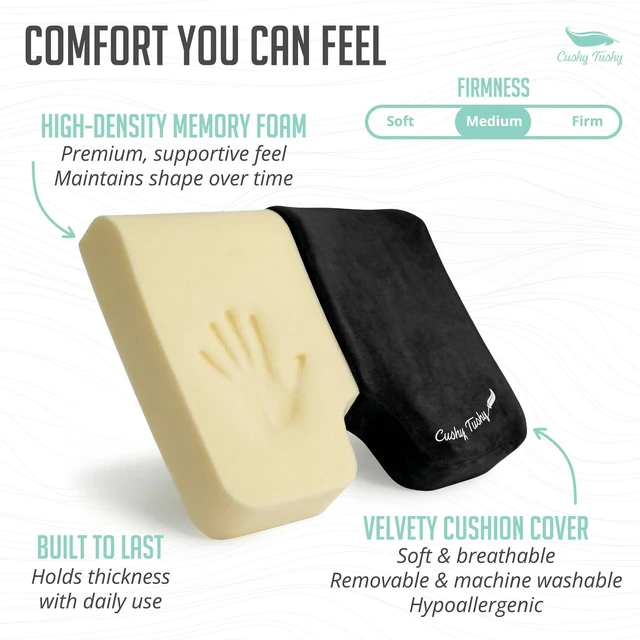 Alt view image 4 of 7 - Premium Foldable Wheelchair Cushion - for Relief of Lower Back, Sciatic, Butt and Tailbone Pain - for Home & Office Use, Perfect for Travel or Driving - Black Coccyx Seat Cushion