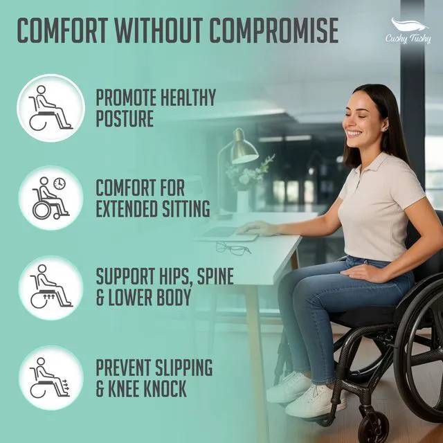 Alt view image 5 of 7 - Premium Foldable Wheelchair Cushion - for Relief of Lower Back, Sciatic, Butt and Tailbone Pain - for Home & Office Use, Perfect for Travel or Driving - Black Coccyx Seat Cushion