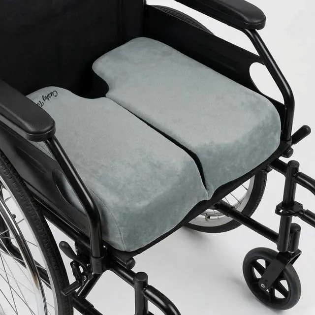 Alt view image 2 of 7 - Premium Foldable Wheelchair Cushion - for Relief of Lower Back, Sciatic, Butt and Tailbone Pain - for Home & Office Use, Perfect for Travel or Driving - Gray Coccyx Seat Cushion
