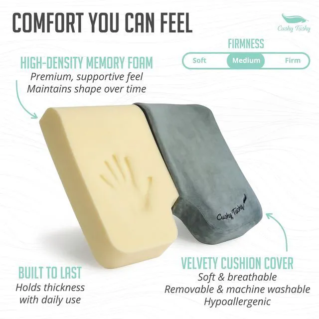 Alt view image 4 of 7 - Premium Foldable Wheelchair Cushion - for Relief of Lower Back, Sciatic, Butt and Tailbone Pain - for Home & Office Use, Perfect for Travel or Driving - Gray Coccyx Seat Cushion