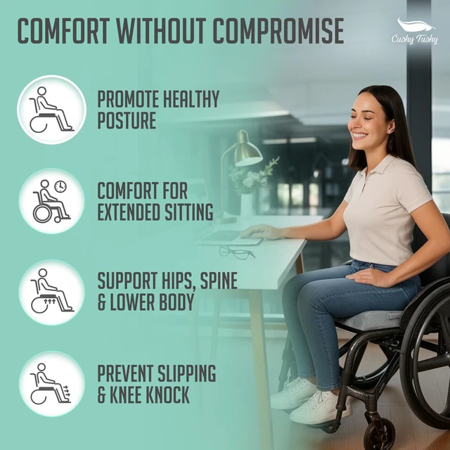 Alt view image 5 of 7 - Premium Foldable Wheelchair Cushion - for Relief of Lower Back, Sciatic, Butt and Tailbone Pain - for Home & Office Use, Perfect for Travel or Driving - Gray Coccyx Seat Cushion