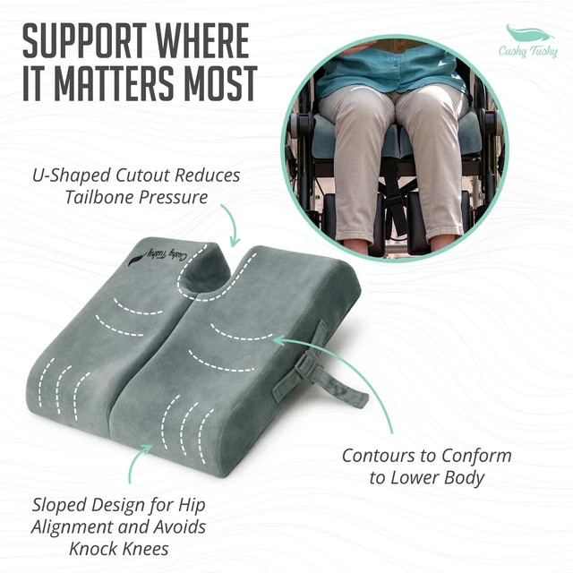 Alt view image 6 of 7 - Premium Foldable Wheelchair Cushion - for Relief of Lower Back, Sciatic, Butt and Tailbone Pain - for Home & Office Use, Perfect for Travel or Driving - Gray Coccyx Seat Cushion