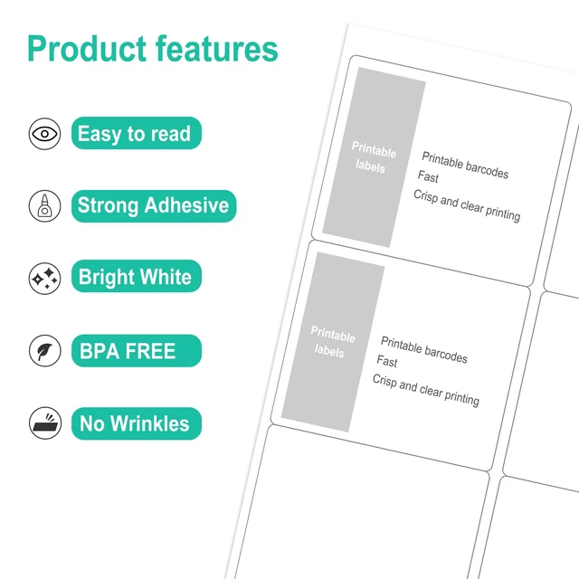 Alt view image 3 of 7 - L LIKED 3-1/3"x4 Printable Matte Sticker Labels 600 Labels 100 Sheets Printable, white, strong adhesive, laser/inkjet compatible, 6 per sheet, multipurpose for shipping, address & warehouse