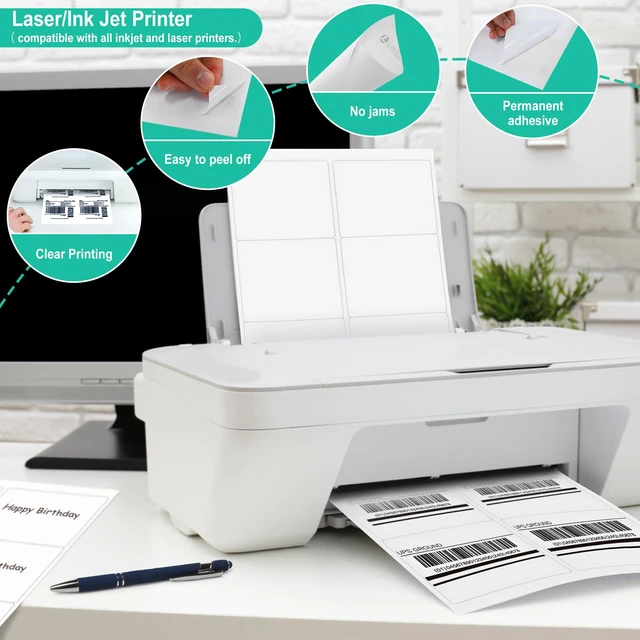 Alt view image 5 of 7 - L LIKED 3-1/3"x4 Printable Matte Sticker Labels 600 Labels 100 Sheets Printable, white, strong adhesive, laser/inkjet compatible, 6 per sheet, multipurpose for shipping, address & warehouse