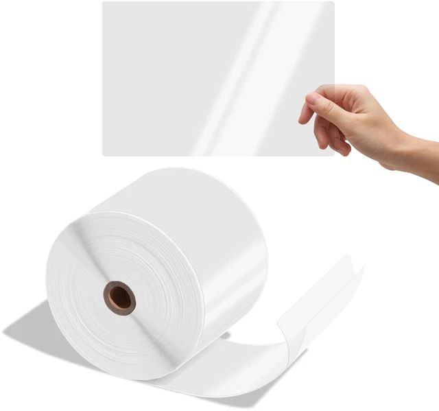 Main image of 6x9 Clear Label Protectors for Shipping and Postage Labels, 500 Stickers Glossy transparent plastic, permanent adhesive, water and abrasion resistant, for shipping labels, warehouse and business use