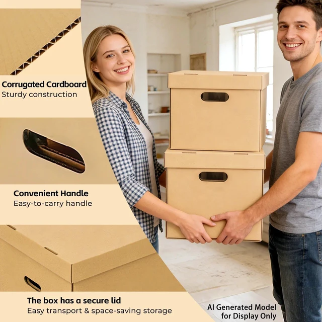 Alt view image 3 of 7 - Wine Glasses Moving Boxes, Glass Packing Boxes, Kitchen Storage Kit for Glassware, Stemware & Tall Drinking Cup,Sturdy Corrugated Cardboard, with Handles & Secure Lids,2 Pack,15 x 12 x 10 In