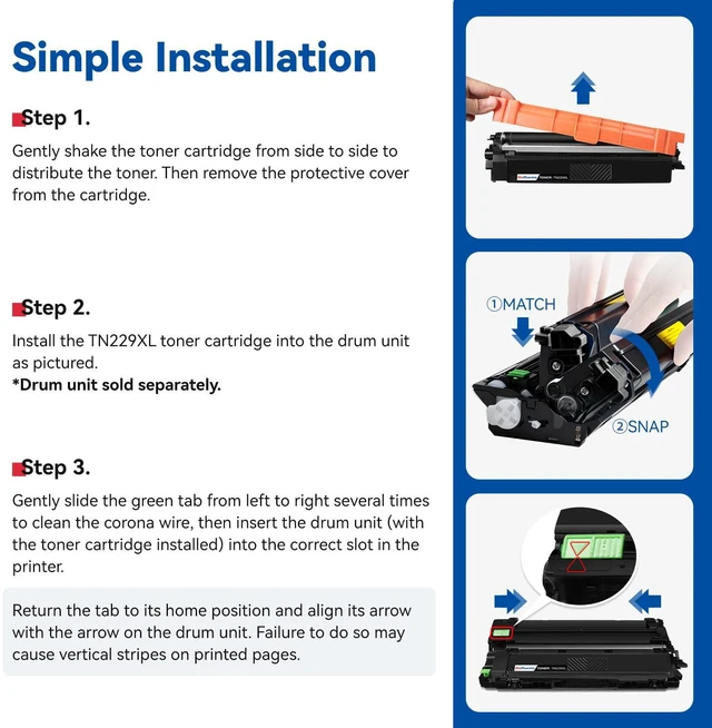 Alt view image 5 of 6 - TN229XL TN229 Toner Cartridges 4-Pack High Yield MFC-L3720CDW MFC-L3780CDW Compatible for Brother TN-229XL TN229 XL MFC-L3720CDW L3780CDW L3765CDW HL-L3220CDW L3280CDW L3300CDW L3295CDW Series Printer