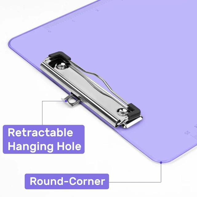 Alt view image 5 of 7 - Plastic Clipboard 6 Pack, 8.5x11 Letter Size Clear Colored Clipboards Durable Plastic Material, Secure Clip Design, Easy Hanging Storage, Smooth Writing Surface, Ideal for Office, School and Art
