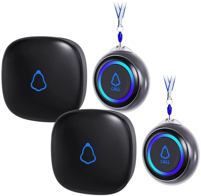 Main image of Wireless Caregiver Pager, 2 Call Buttons + 2 Receivers for Elderly at Home Medical Life Alert System for Seniors/Kids, SOS Emergency Panic Call Bell, Nurse Calling/Patient Assistance Help Buzzer Alarm