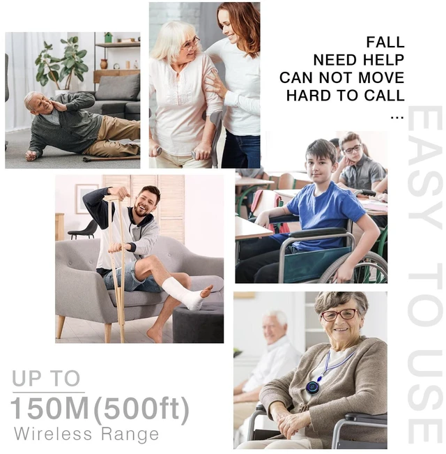 Alt view image 5 of 7 - Wireless Caregiver Pager, 2 Call Buttons + 2 Receivers for Elderly at Home Medical Life Alert System for Seniors/Kids, SOS Emergency Panic Call Bell, Nurse Calling/Patient Assistance Help Buzzer Alarm