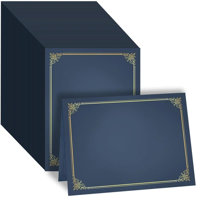 Main image of Certificate Holders - 200 Packs Blue Diploma Holders, Certificate Covers with Gold Foil Border, for Letter Size 8.5 x 11 Certificate Paper, Award, Graduation, Documents