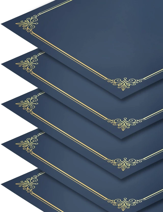 Alt view image 2 of 7 - Certificate Holders - 200 Packs Blue Diploma Holders, Certificate Covers with Gold Foil Border, for Letter Size 8.5 x 11 Certificate Paper, Award, Graduation, Documents