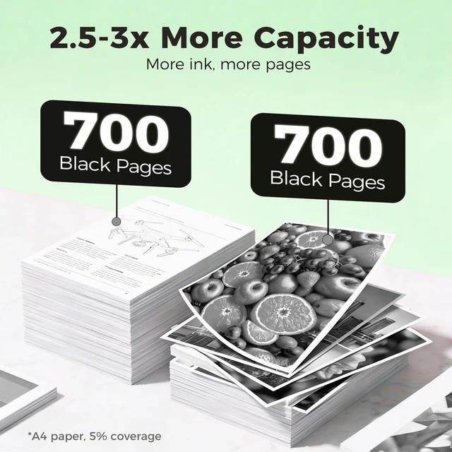 Alt view image 3 of 7 - 67 67XL Black Ink Cartridge Replacement for HP Ink HP67 XL HP67XL to 2855e to 4200e 4258e 4200 6455e 2800e 2755e 4100 4100e 4255e 6055e 2852e 2827e 2700e 2734e 4155e 6455 6400 6458 6458e Printer 2Pack