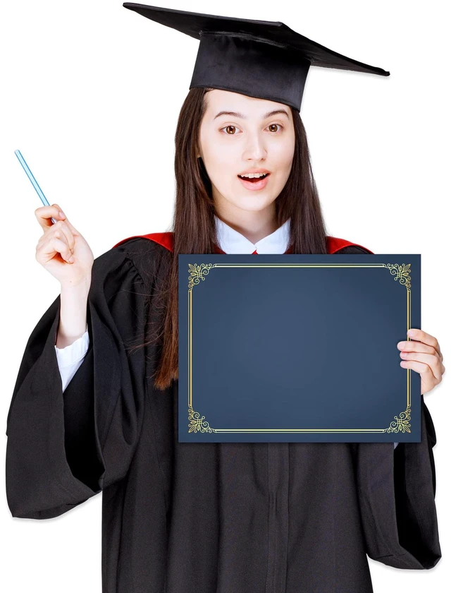 Alt view image 6 of 7 - Certificate Holders - 200 Packs Blue Diploma Holders, Certificate Covers with Gold Foil Border, for Letter Size 8.5 x 11 Certificate Paper, Award, Graduation, Documents