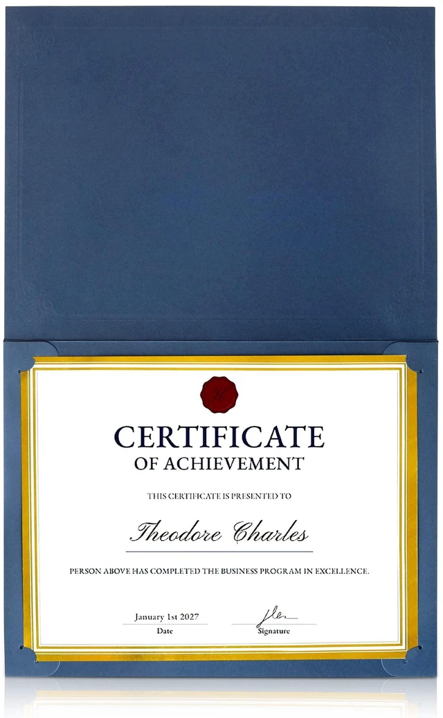 Alt view image 7 of 7 - Certificate Holders - 200 Packs Blue Diploma Holders, Certificate Covers with Gold Foil Border, for Letter Size 8.5 x 11 Certificate Paper, Award, Graduation, Documents