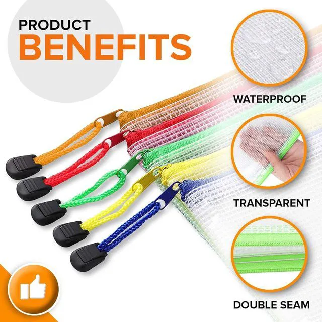 Alt view image 3 of 6 - 32 Pack Mesh Zipper Pouch Bags 9x13 inch - Clear Mesh Bags Letter Size - Plastic Zipper Pouches - Game Bags - Zip Bags - Board Game Storage - Puzzle Storage - Pouch for Organizing