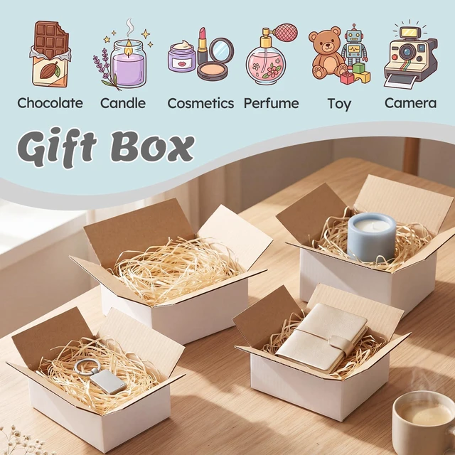 Alt view image 5 of 7 - Assorted Sizes Shipping Boxes 20 Pack (11x6x6, 10x7x5, 9x6x4, 8x6x4), White Corrugated Cardboard Mailers, Each 5 PCS Small Boxes for Small Business Packaging, Shipping & Storage