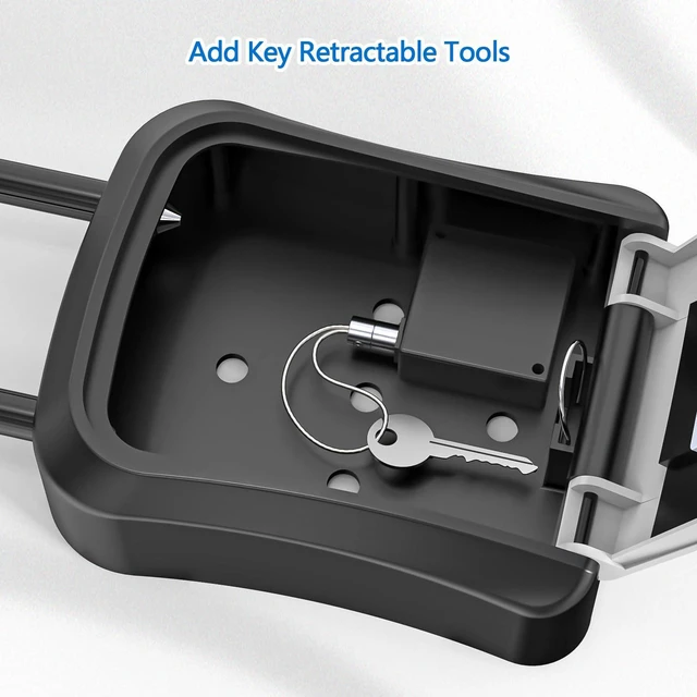 Alt view image 7 of 7 - Key Lock Box for Outside, Portable Waterproof Wall Mounted Changeable 4-Digit Combination Key Storage Lockbox,(With Shackles+With Retractable Key Tether+ 5Pack)
