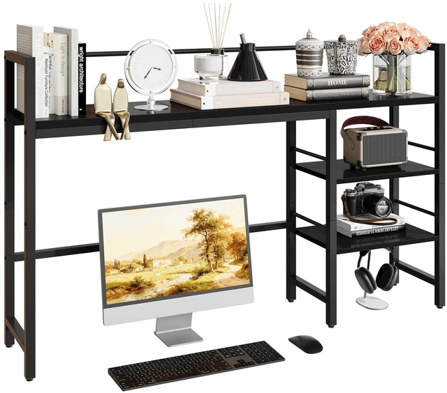 Main image of Desk Shelf, 45.4 Inch Wood Desk Organizer Shelf for Computer Monitor, Desk Hutch Storage, Desktop Shelf for Top of Desk, 3 Tier Desktop Bookshelf for Home Office Dorm, Black