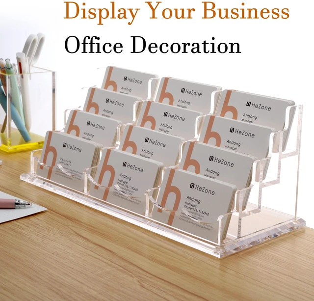 Alt view image 2 of 7 - Business Card Holder Display for Desk, 12 Slot 4 Tier Multiple-Clear Acrylic Business Card Stand Set, Holds Approximately 600 Cards(12 Cell H)