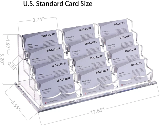Alt view image 3 of 7 - Business Card Holder Display for Desk, 12 Slot 4 Tier Multiple-Clear Acrylic Business Card Stand Set, Holds Approximately 600 Cards(12 Cell H)