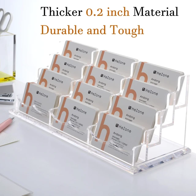 Alt view image 5 of 7 - Business Card Holder Display for Desk, 12 Slot 4 Tier Multiple-Clear Acrylic Business Card Stand Set, Holds Approximately 600 Cards(12 Cell H)