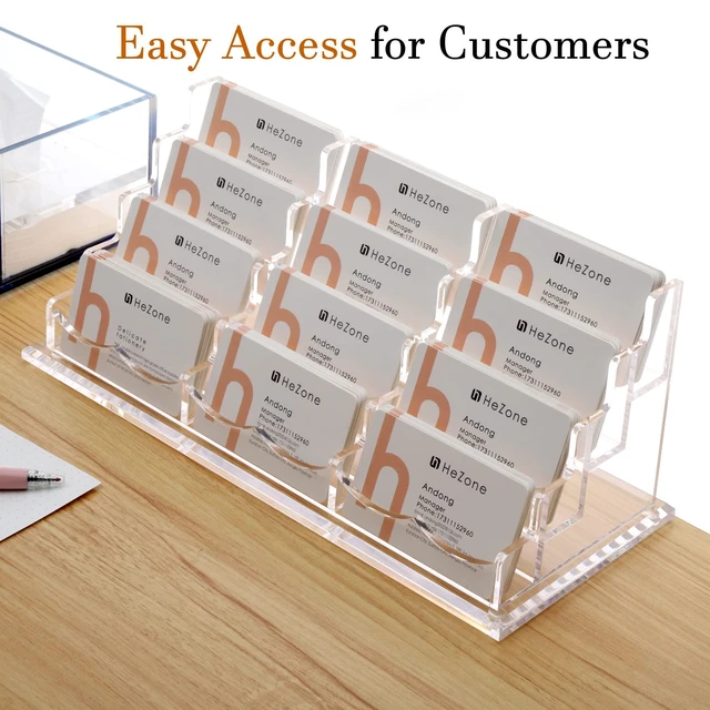 Alt view image 6 of 7 - Business Card Holder Display for Desk, 12 Slot 4 Tier Multiple-Clear Acrylic Business Card Stand Set, Holds Approximately 600 Cards(12 Cell H)
