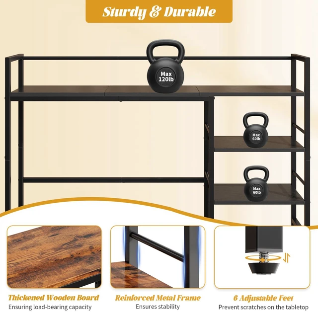 Alt view image 7 of 7 - Desk Shelf, 45.4 Inch Wood Desk Organizer Shelf for Computer Monitor, Desk Hutch Storage, Desktop Shelf for Top of Desk, 3 Tier Desktop Bookshelf for Home Office Dorm, Black