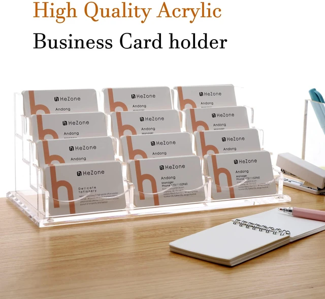 Alt view image 7 of 7 - Business Card Holder Display for Desk, 12 Slot 4 Tier Multiple-Clear Acrylic Business Card Stand Set, Holds Approximately 600 Cards(12 Cell H)