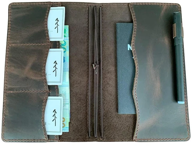 Alt view image 2 of 4 - Travelers Notebook Cover with Inner Pockets, Card Slots and Pen Holder, Standard Size, Dark Brown