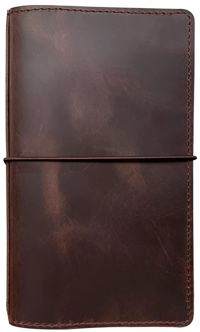 Main image of Travelers Notebook Cover with Inner Pockets, Card Slots and Pen Holder, Standard Size, Dark Brown