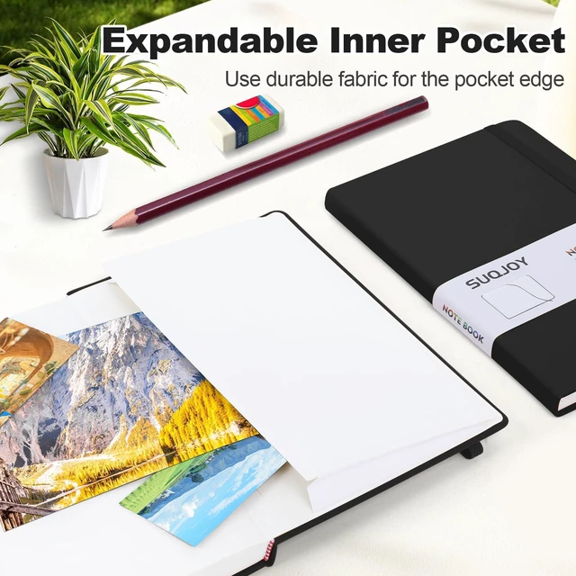 Alt view image 4 of 7 - 8 Pack Lined Journal Notebooks for Work, 100 GSM Paper, 5.5"x8.3", Black Hardcover, A5 Medium College Ruled, Journaling Notebooks for Work Office, Perfect for School & Notes-taking