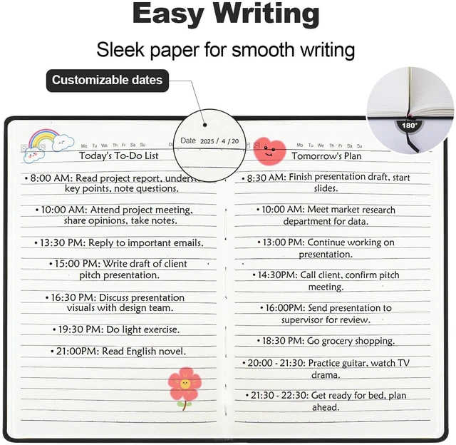 Alt view image 5 of 7 - 8 Pack Lined Journal Notebooks for Work, 100 GSM Paper, 5.5"x8.3", Black Hardcover, A5 Medium College Ruled, Journaling Notebooks for Work Office, Perfect for School & Notes-taking