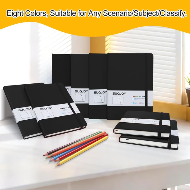 Alt view image 6 of 7 - 8 Pack Lined Journal Notebooks for Work, 100 GSM Paper, 5.5"x8.3", Black Hardcover, A5 Medium College Ruled, Journaling Notebooks for Work Office, Perfect for School & Notes-taking