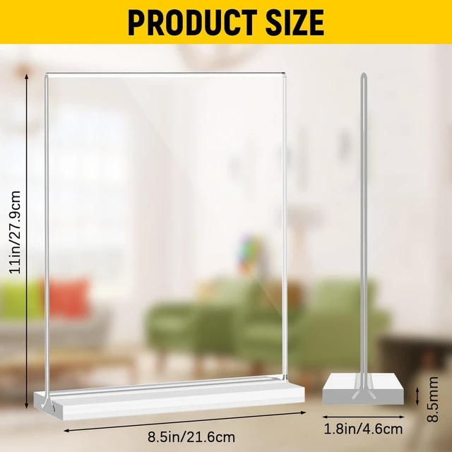 Alt view image 2 of 7 - Acrylic Sign Holder 8.5 x 11 Inches, Double Sided Table Sign Holder (Pack of 2)