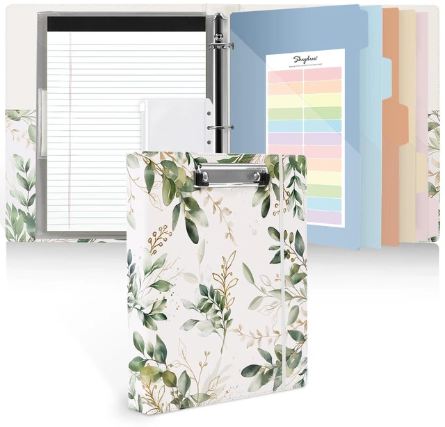 Main image of 1 Inch 3-Ring Binder with Clipboard, PU Aesthetic Binder with 5 Dividers, Notepad, Stickers & Pockets for Work and School (Letter Size)